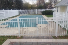4.5' Pool Code Granite Style Double Drive White Aluminum Fence